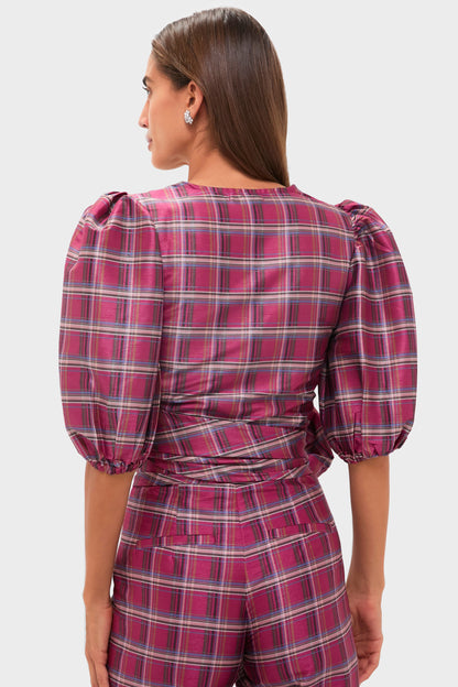 Berry Tartan Scarlett Wrap Top