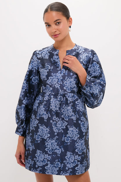 Blue Jacquard Cressida Mini Dress