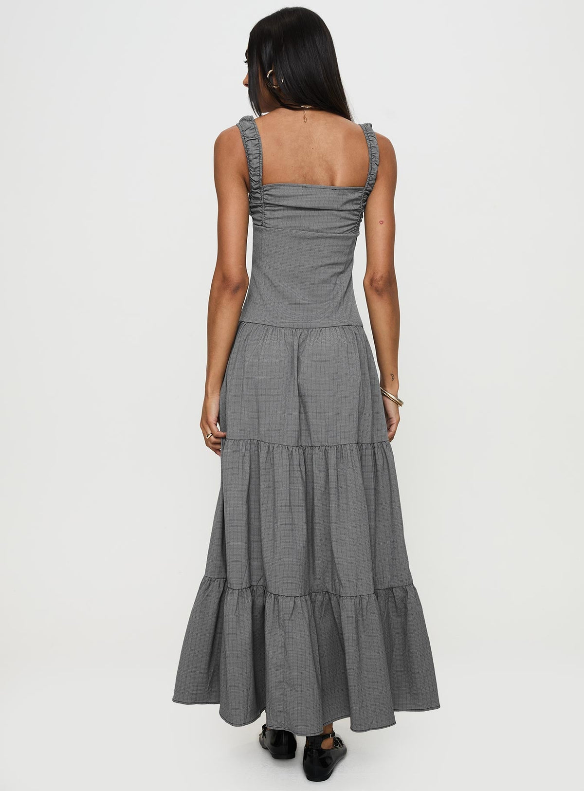 Ballerina Maxi Dress Onyx Gingham