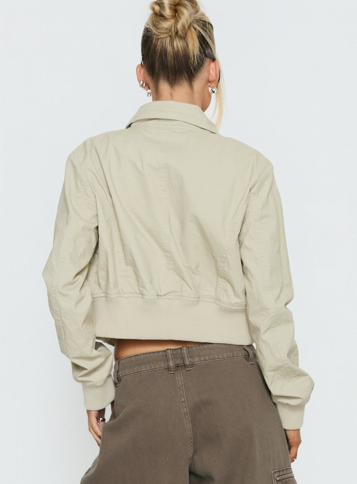 Arwyn Fitted Bomber Jacket Taupe