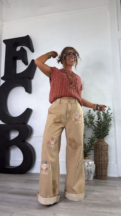 Mosswood Floral Pant, Sand