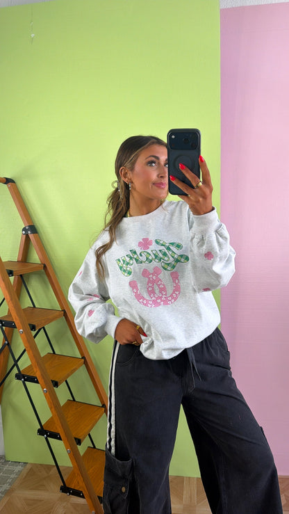 Clover Club Crewneck, H.Grey
