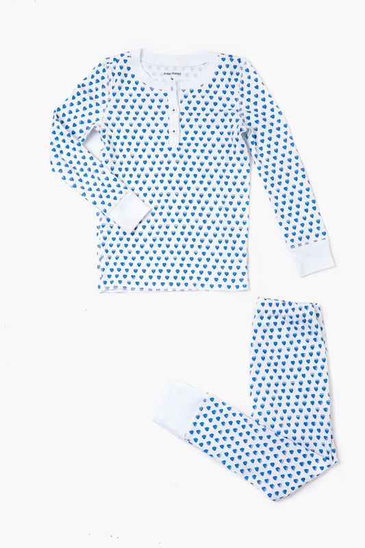 Blue Kids Hearts Pajamas