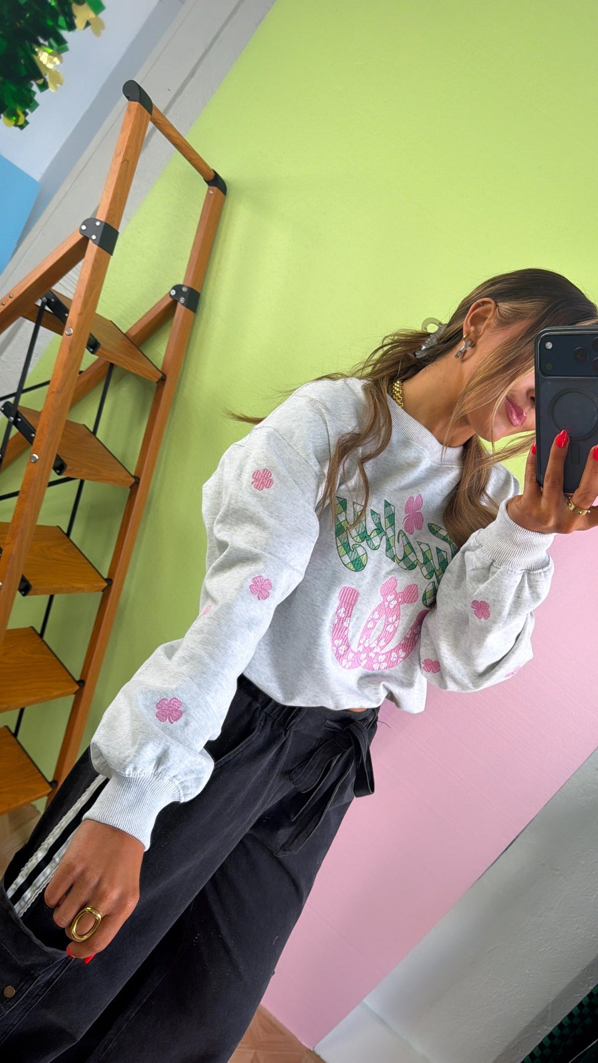 Clover Club Crewneck, H.Grey