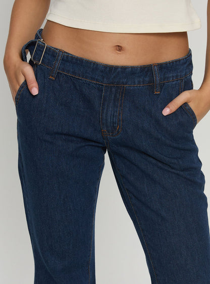Acapulco Low Rise Flare Jeans Dark Blue Wash