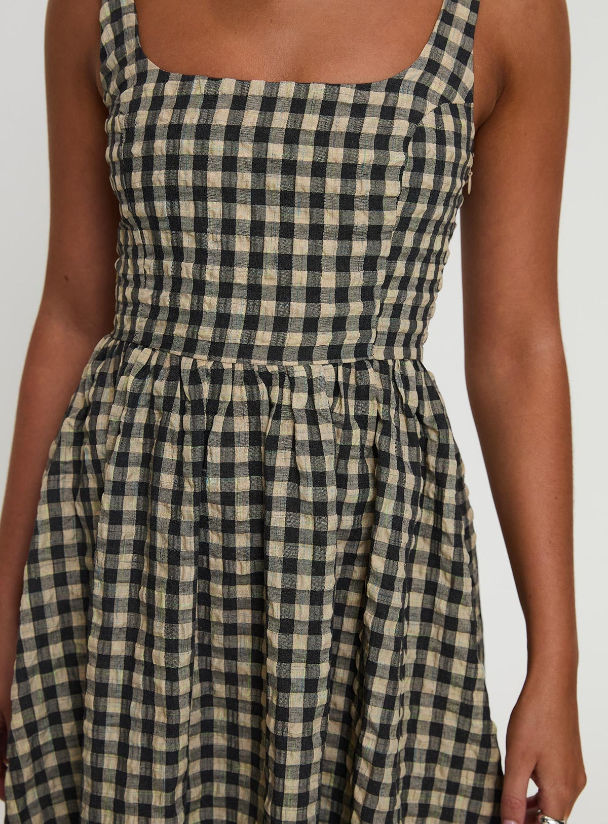 Cartmel Check Maxi Dress Black / Cream Petite