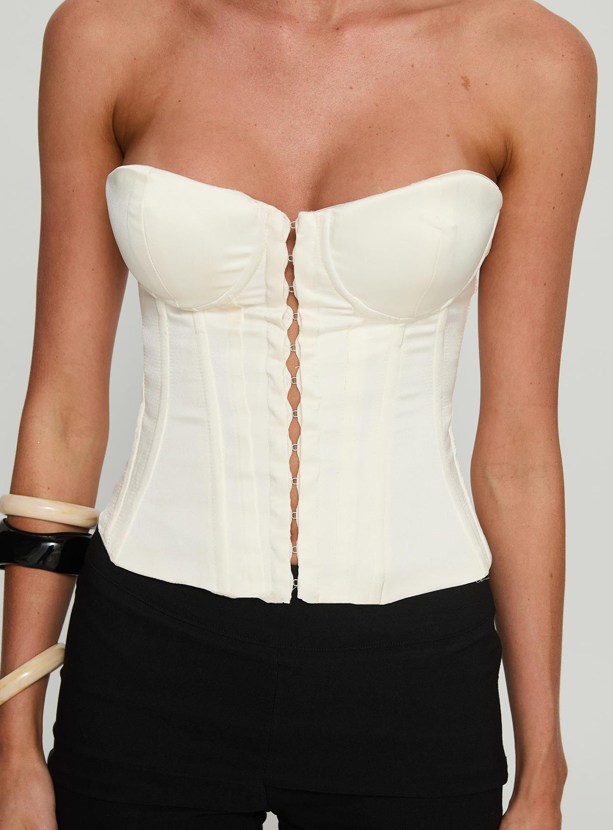Afelia Strapless Corset Top Cream
