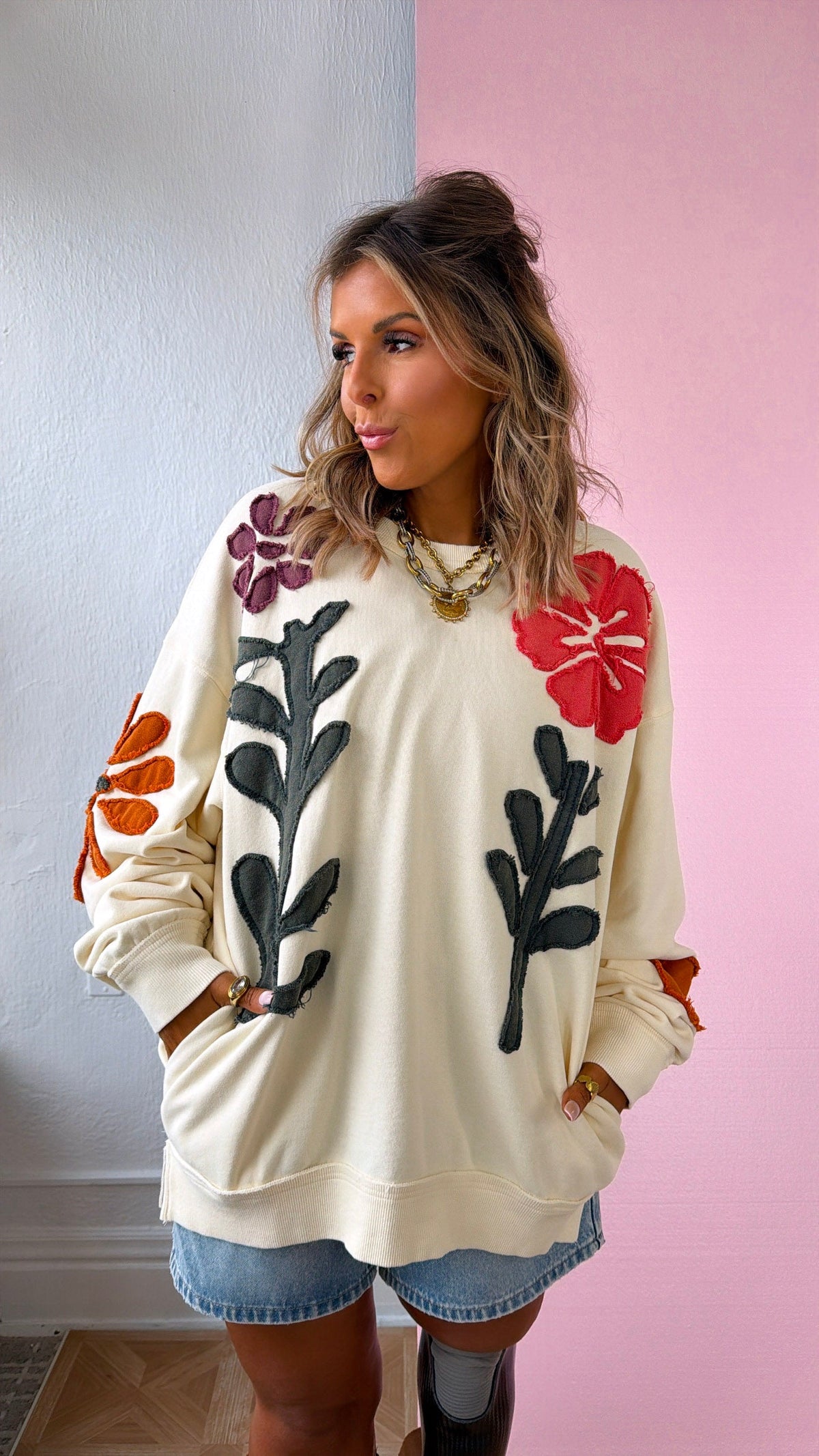 Floral Days Sweatshirt, Natural