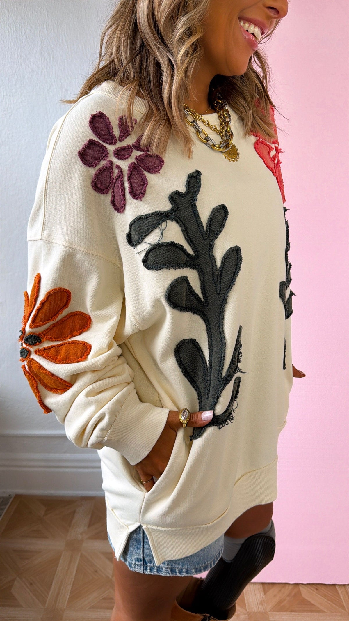 Floral Days Sweatshirt, Natural