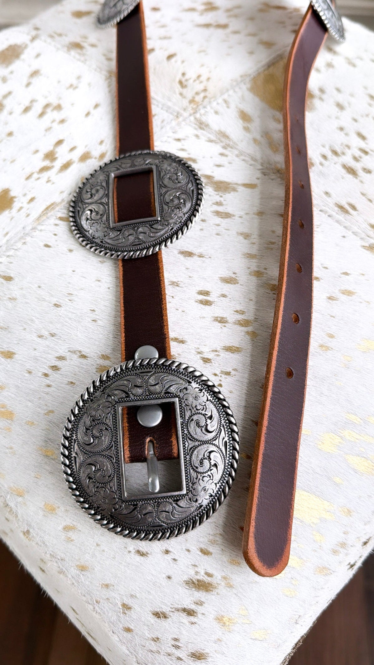 Concho Western Belt, Vintage Brown