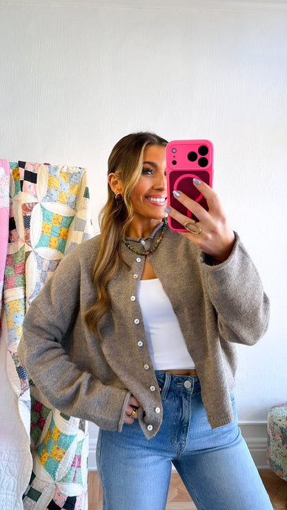 Penelope Knit Cardigan, Mocha