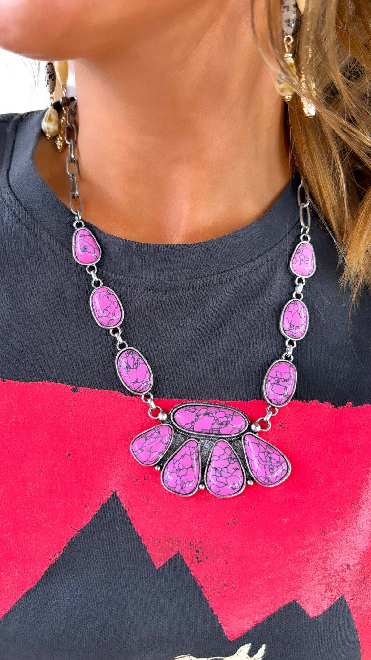 Metal PawChain Necklace, Lt.Pink
