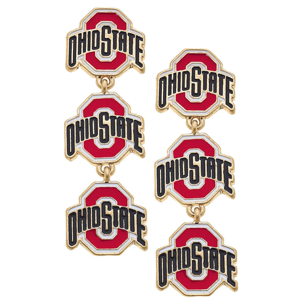 Buckeyes Triple Drop Enamel Earrings