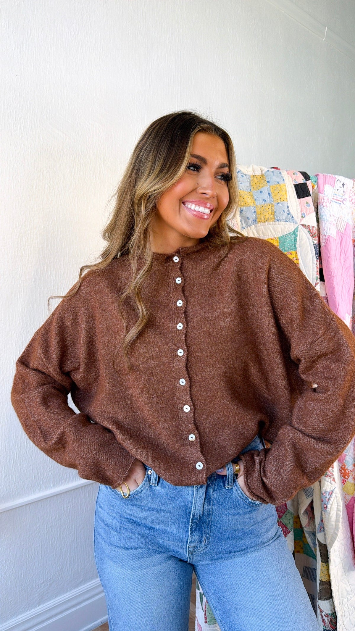Penelope Knit Cardigan, Brown