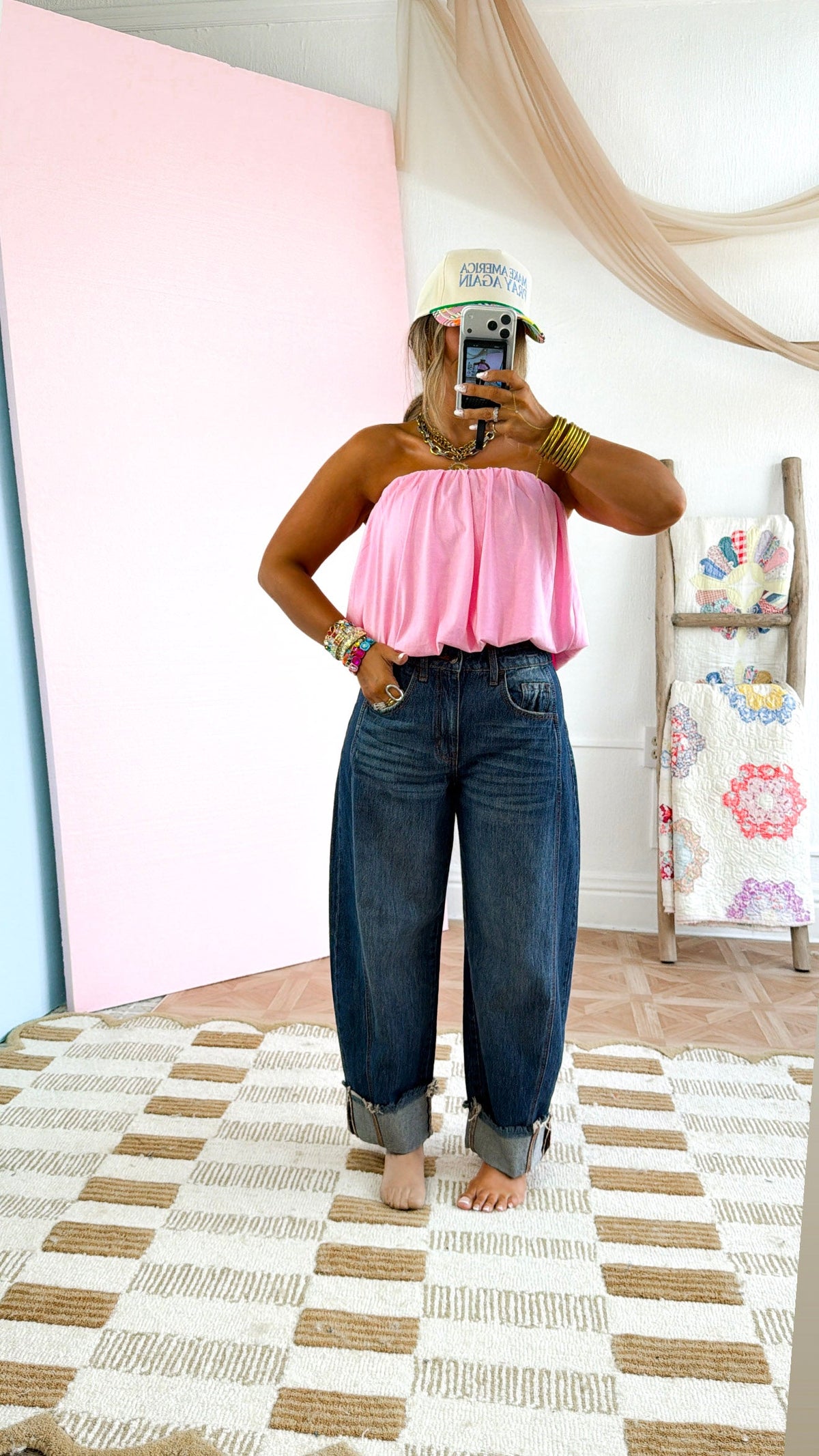 Ocean Mists Bubble Tube Top, Hibiscus
