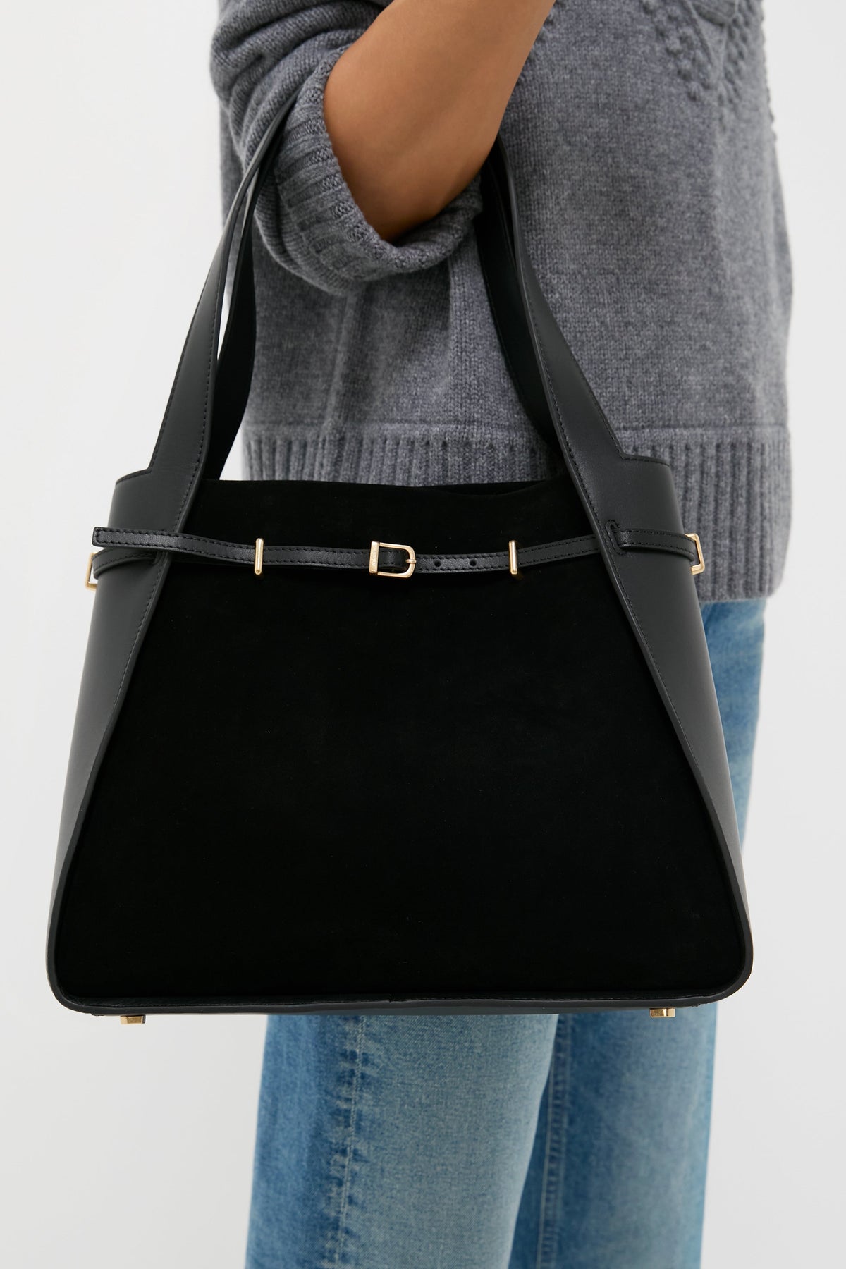 Black Cleo Suede Tote
