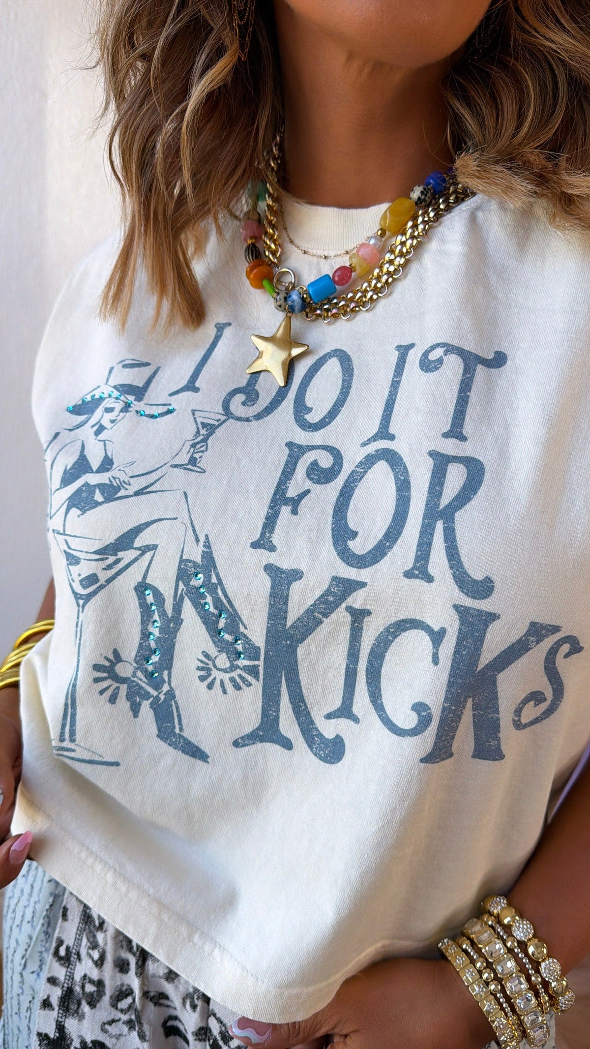 I Do It For Kicks Muscle Tank, Cream