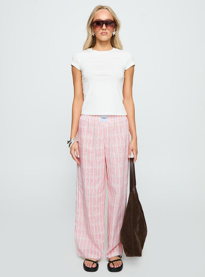 Beach House Pants Pink Stripe