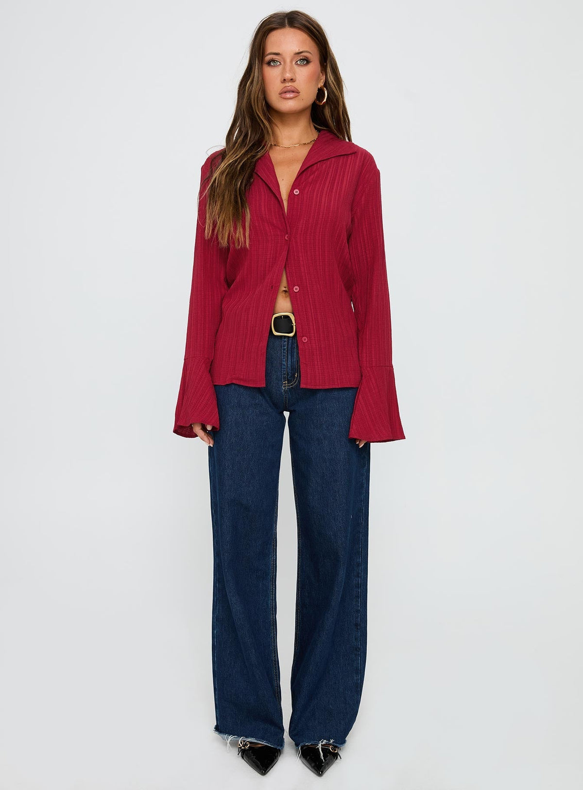Beatris Long Sleeve Top Red