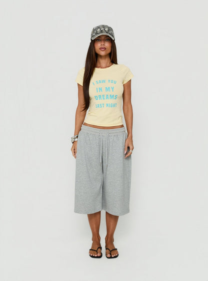 Always In My Dreams Graphic Baby Tee Yellow
