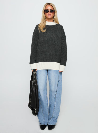 Broken Hearts Club Knit Sweater Grey