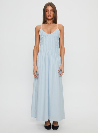 Adriela Pleat Maxi Dress Blue