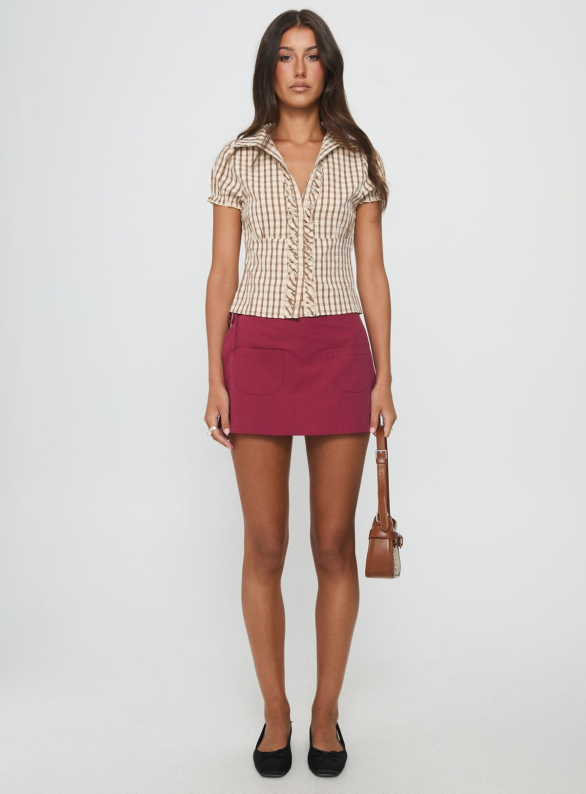 Arla Blouse Brown Check