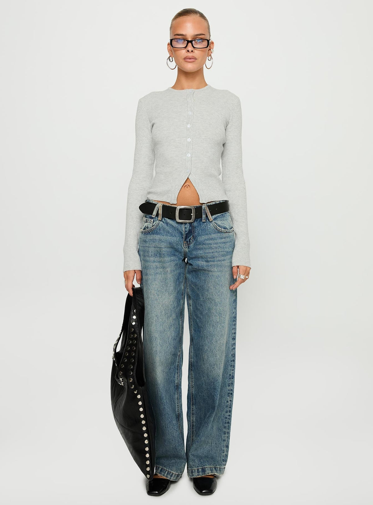 Backbone Low Rise Straight Leg Jeans Mid Blue