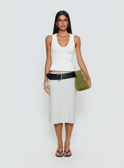 Baseline Rib Midi Skirt Grey Marle
