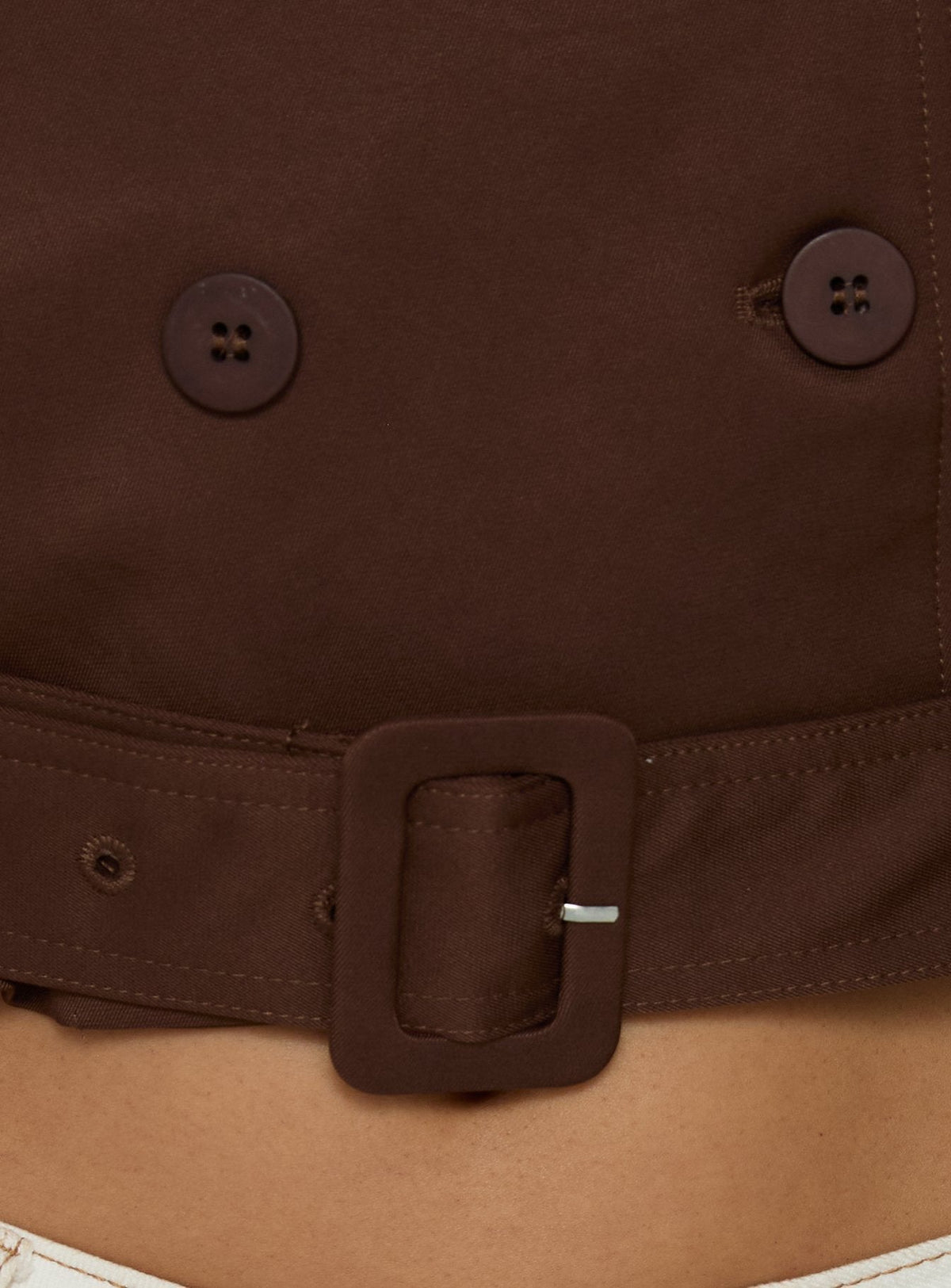 Blanc Cropped Trench Coat Chocolate