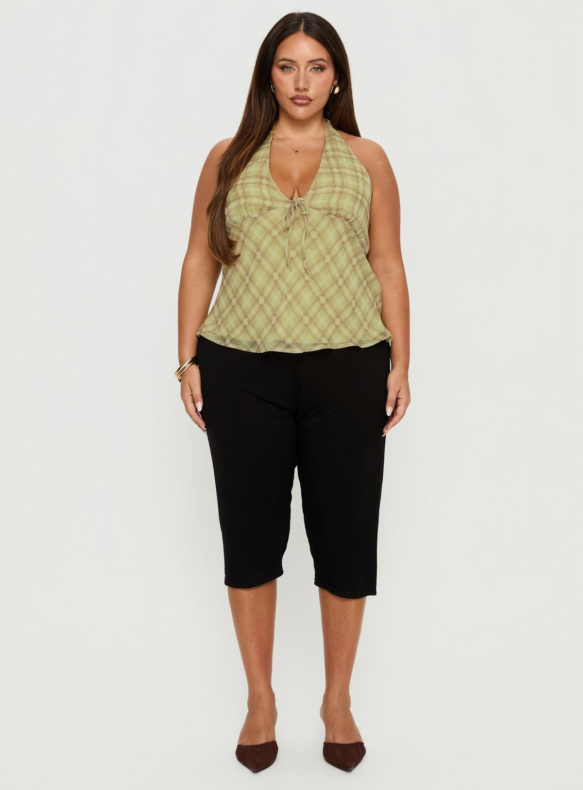 Amalthea Top Green Check Curve