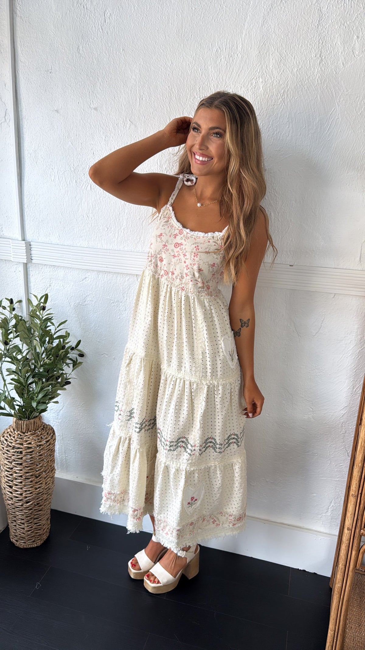 Fallin Florals Maxi Dress, Cream