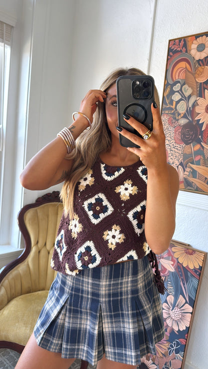 June Crochet Sweater Vest, Mocha
