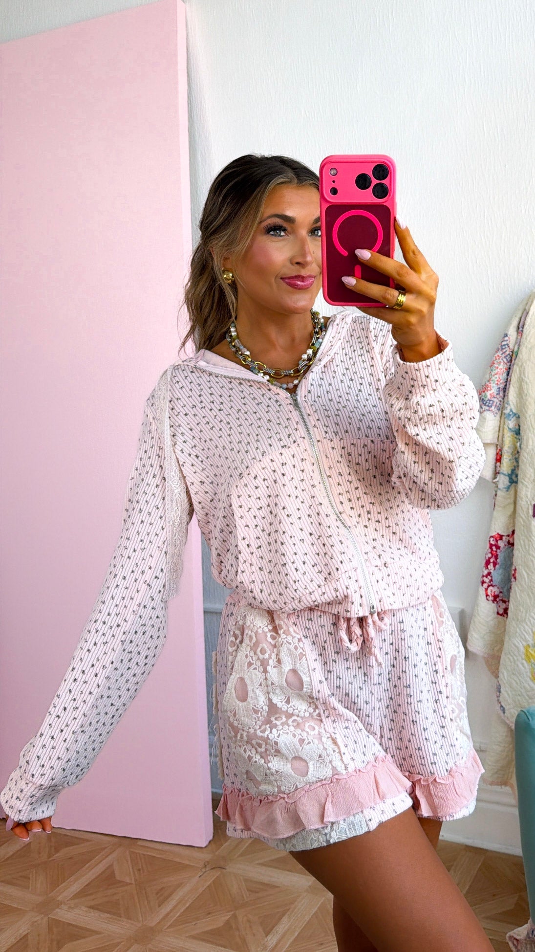 Bayrose Floral Zip Up Jacket, Blush Floral