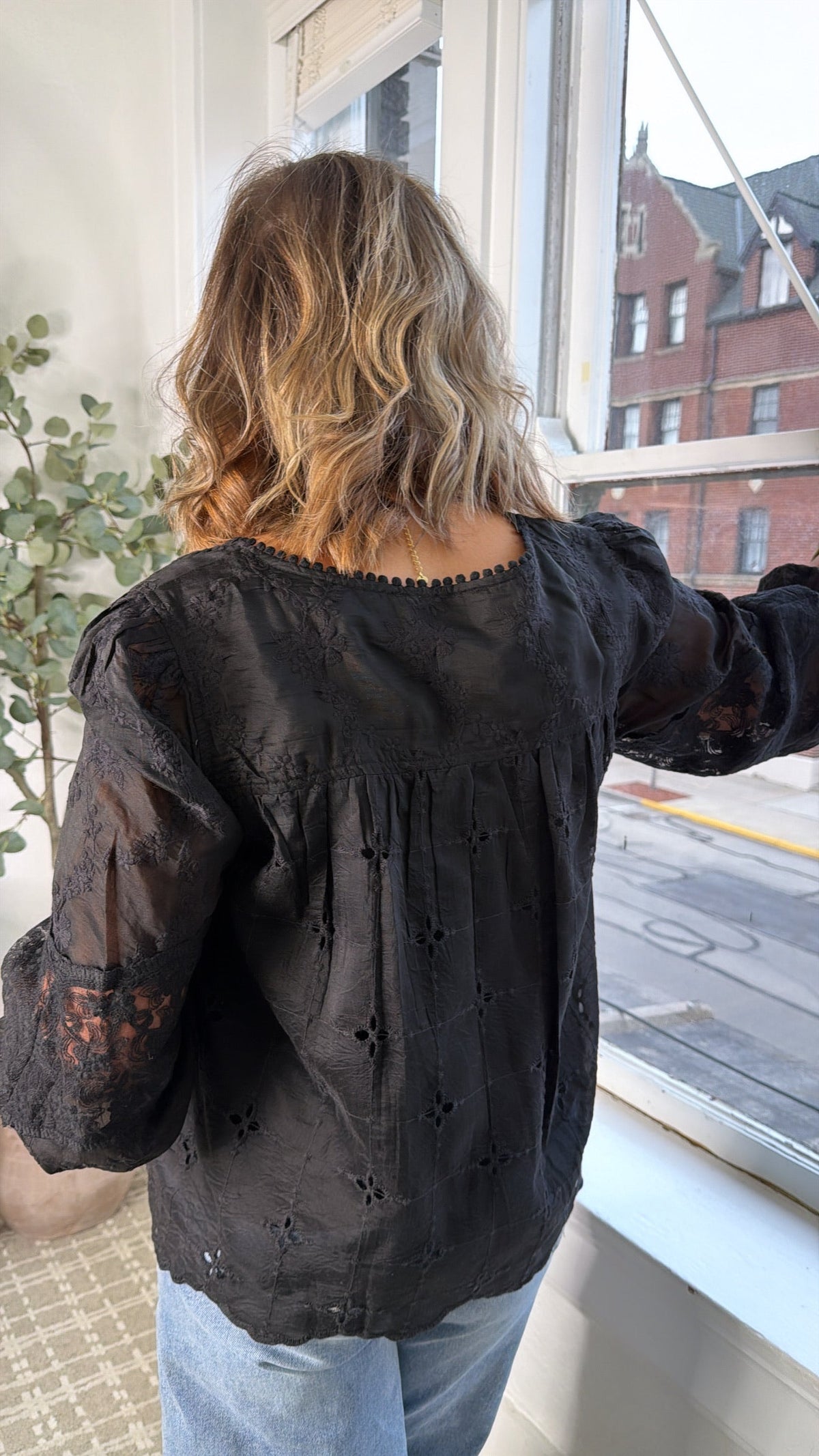 Clover Mix Top, Black