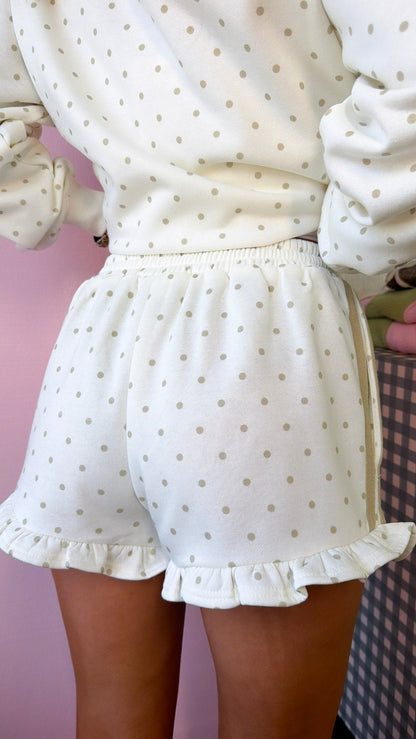 Polka Dot Two Piece Set, Cream/Taupe