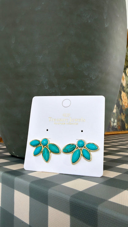 Half Turquoise Flower Gold