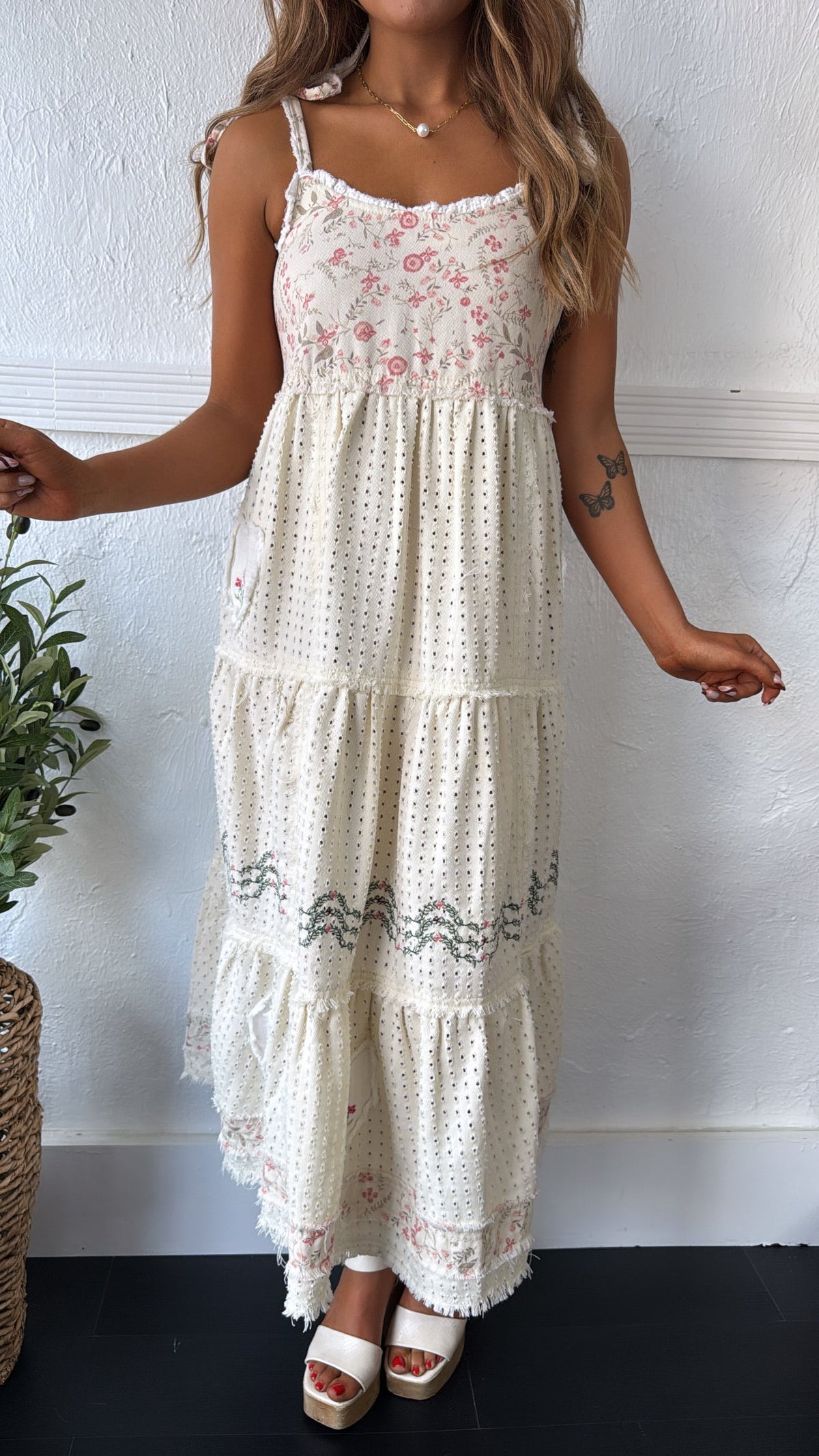 Fallin Florals Maxi Dress, Cream