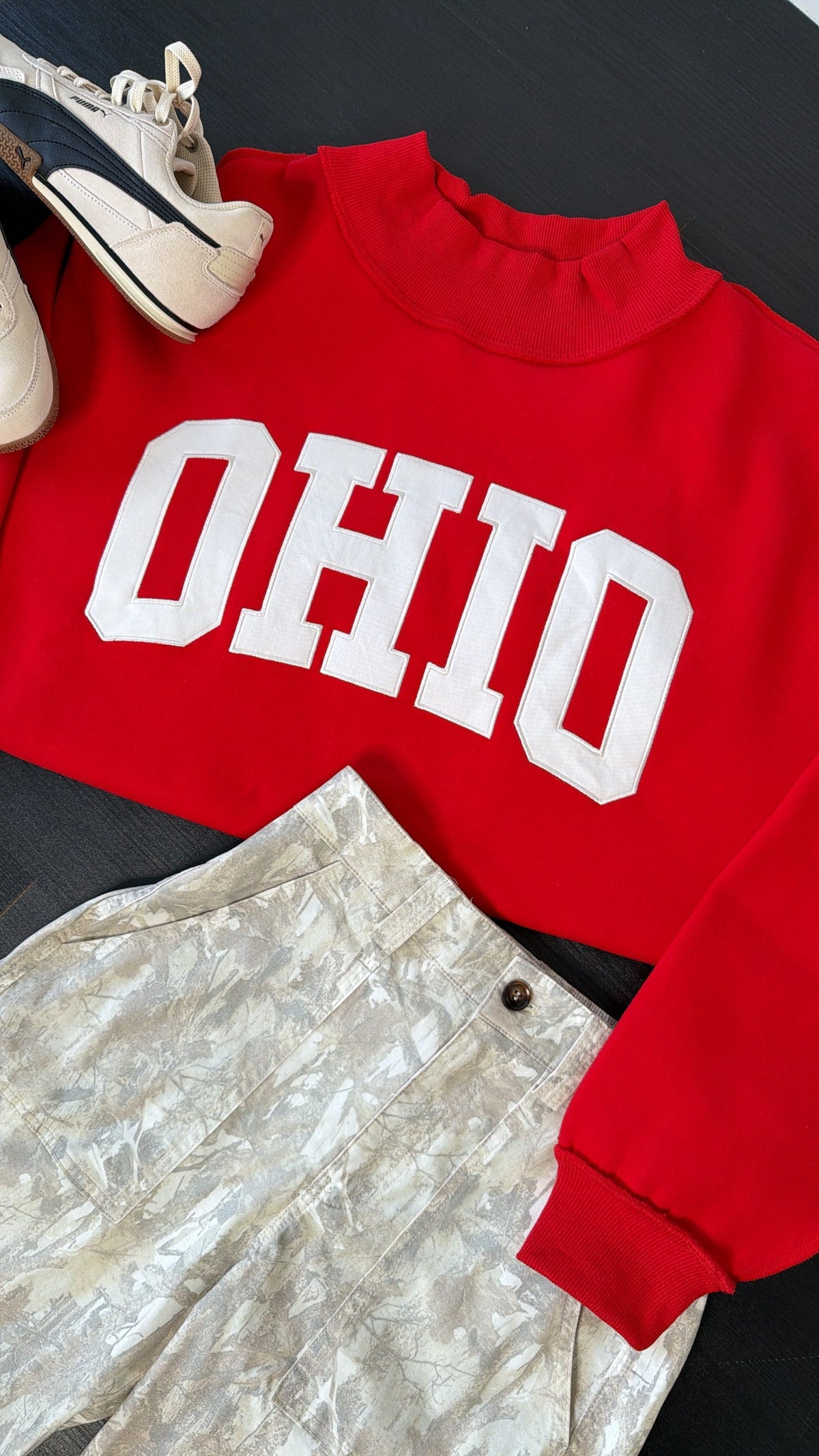OHIO Mock Neck Crew, Red