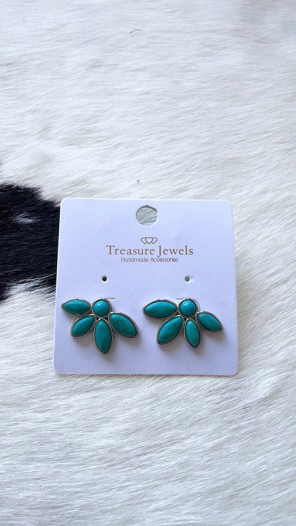 Half Turquoise Flower Silver
