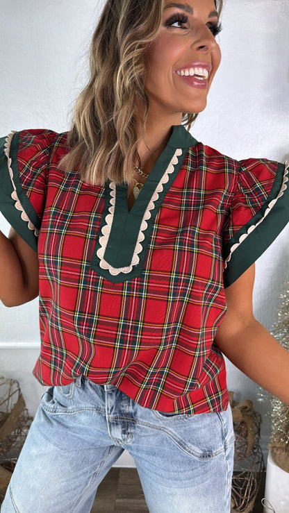 Holly Frost Plaid Top, Red