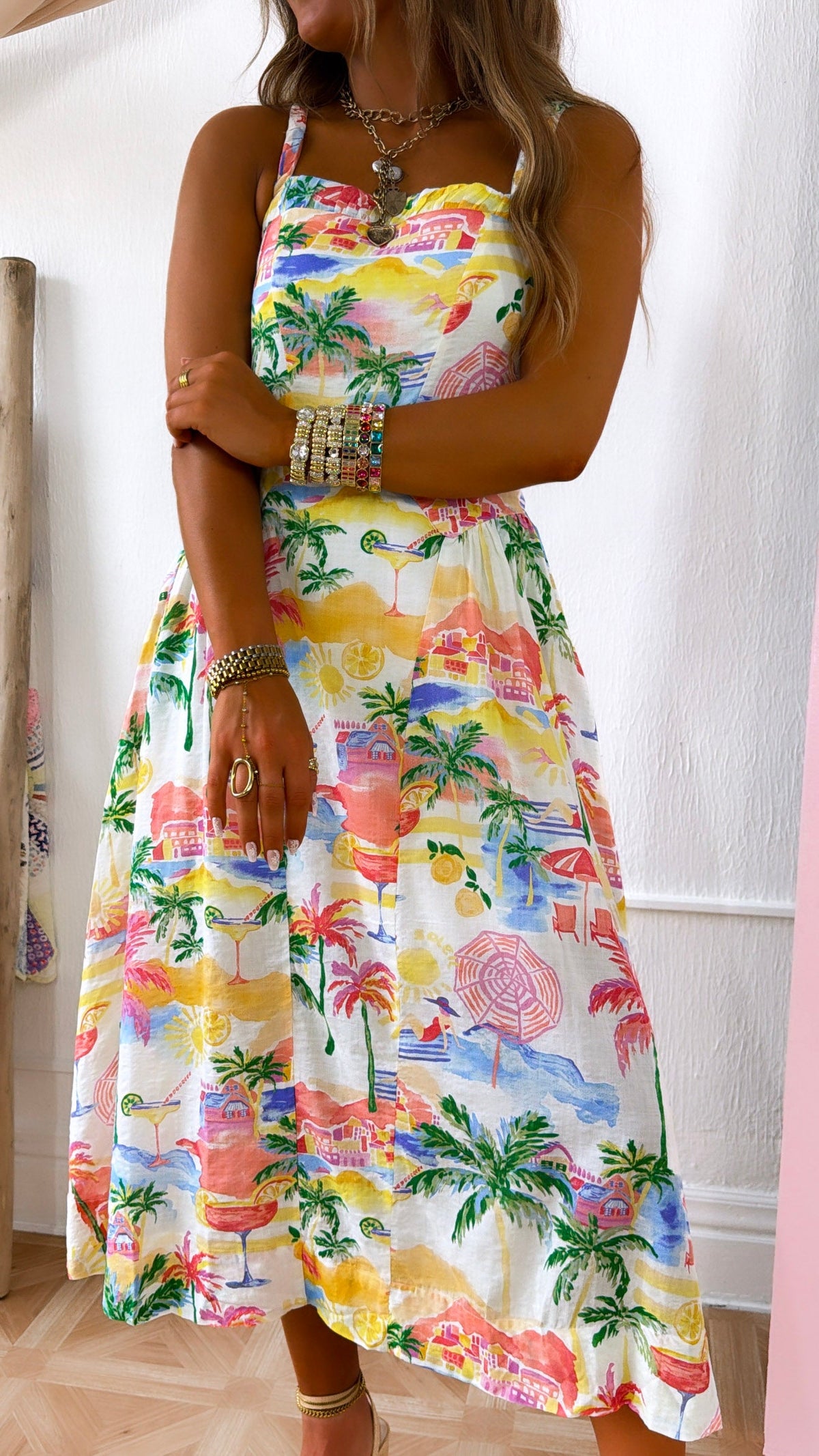 Coastal Vibes Midi Dress, Cream