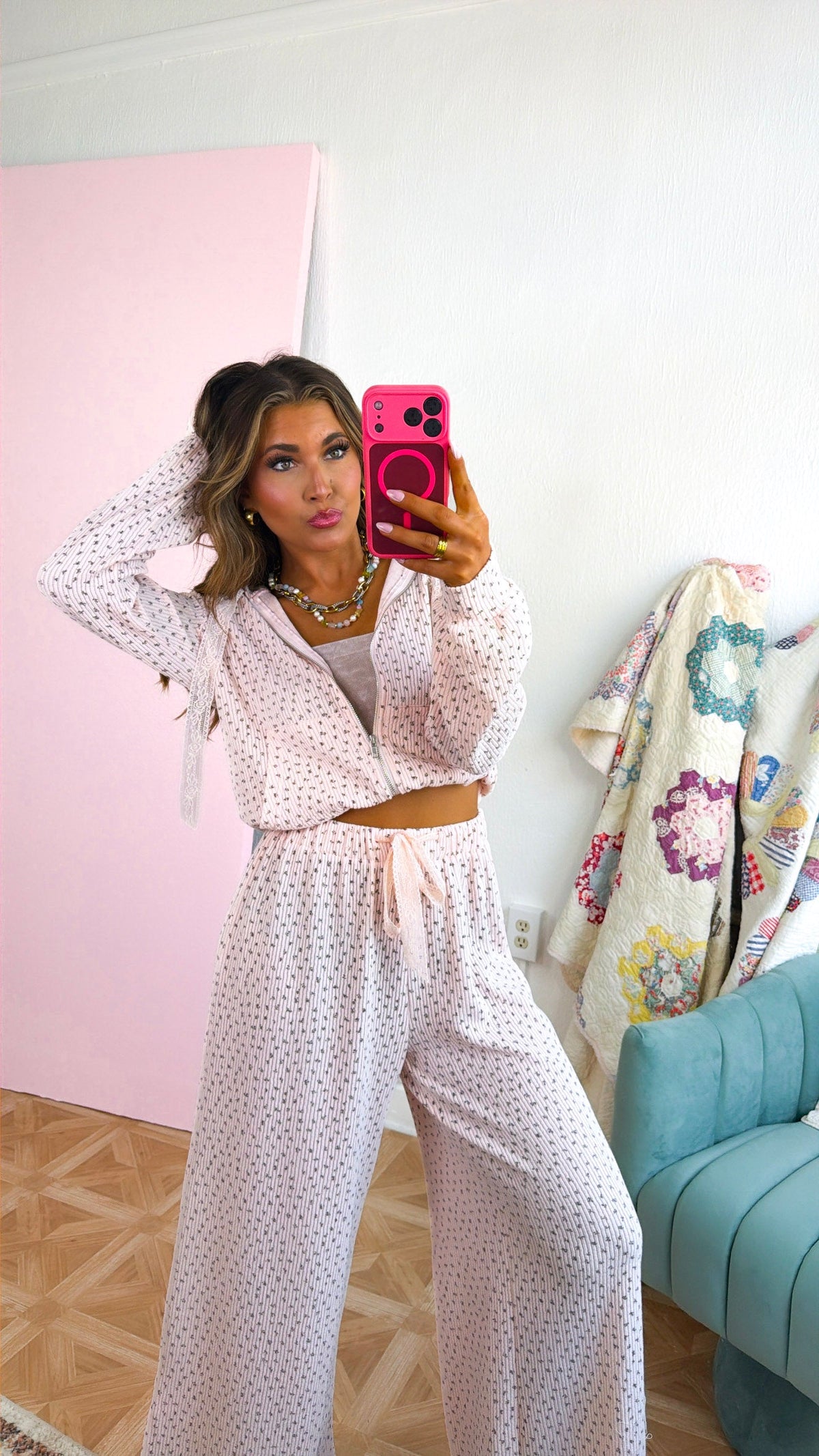 Bayrose Floral Zip Up Jacket, Blush Floral