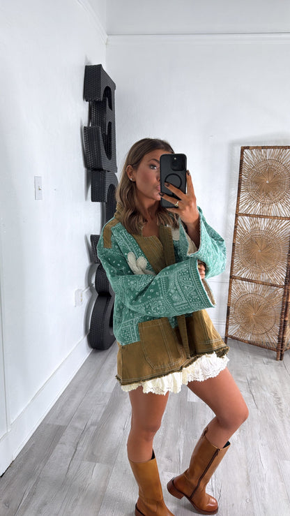 Jewel Loom Woven Jacket, Jade Green