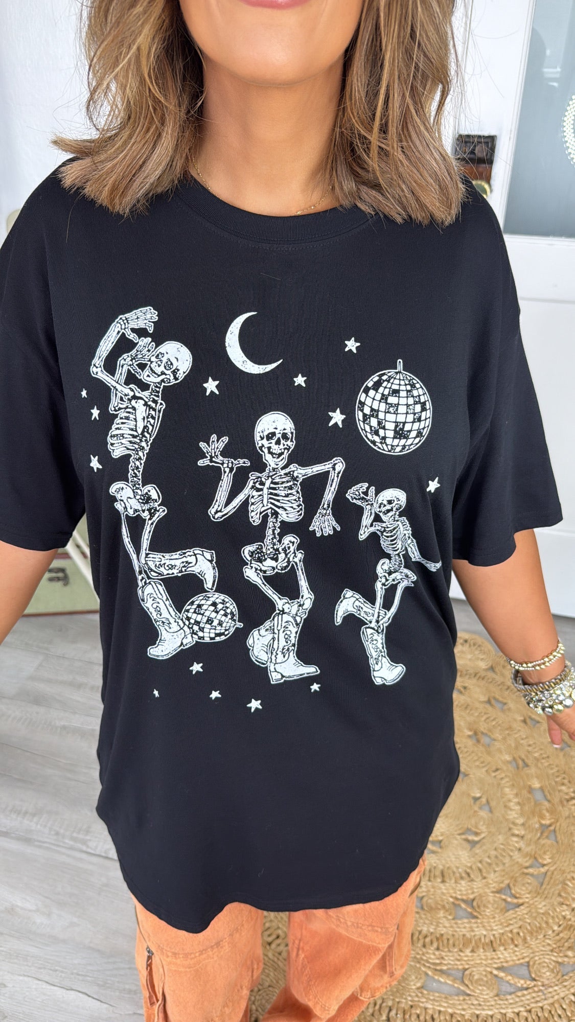 Dancing Cowboy Skeleton Tee, Black