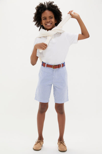 Blue Seersucker Preppy Short