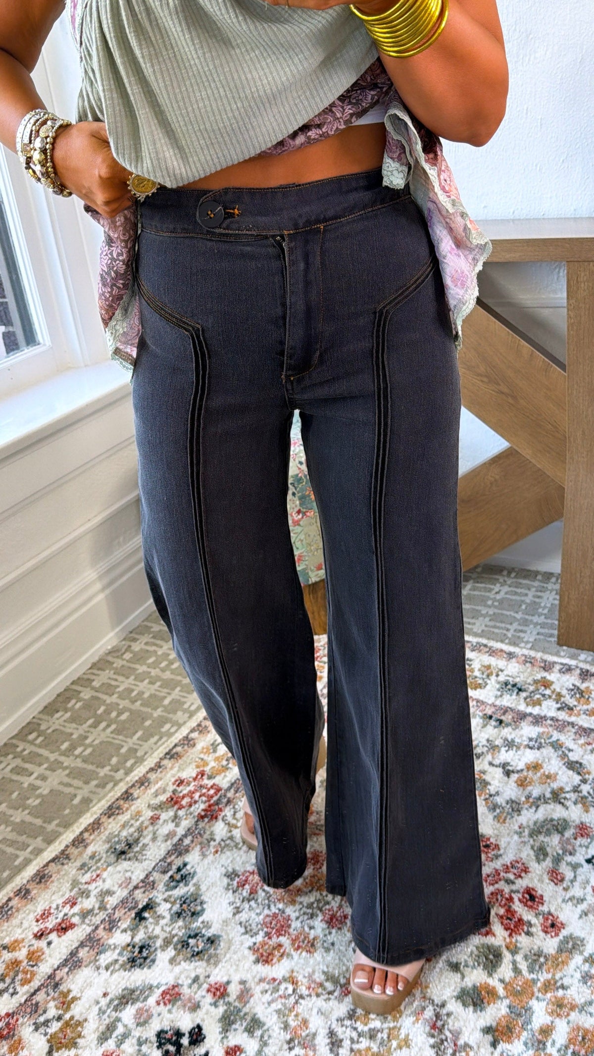 Dallas Wide Leg Denim,  Black