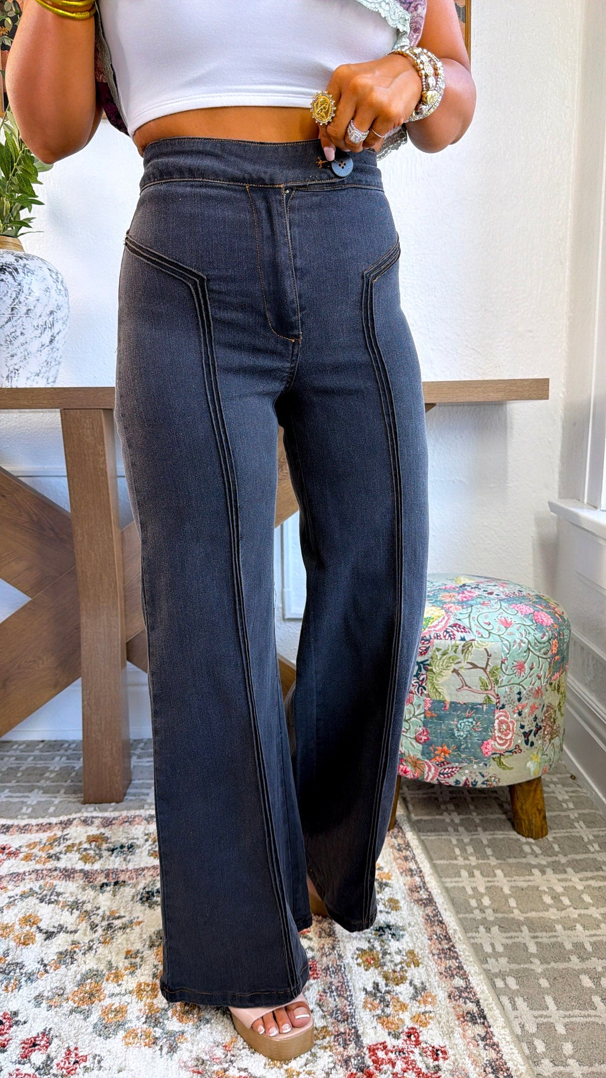 Dallas Wide Leg Denim,  Black