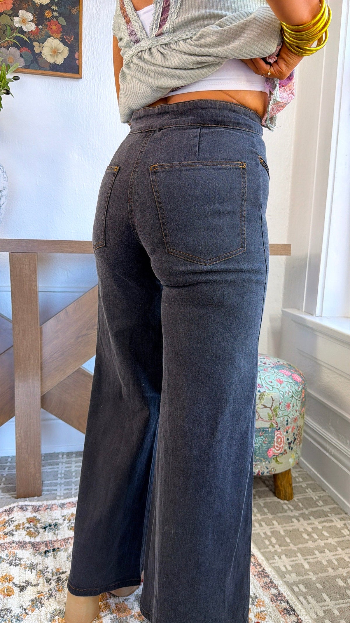 Dallas Wide Leg Denim,  Black