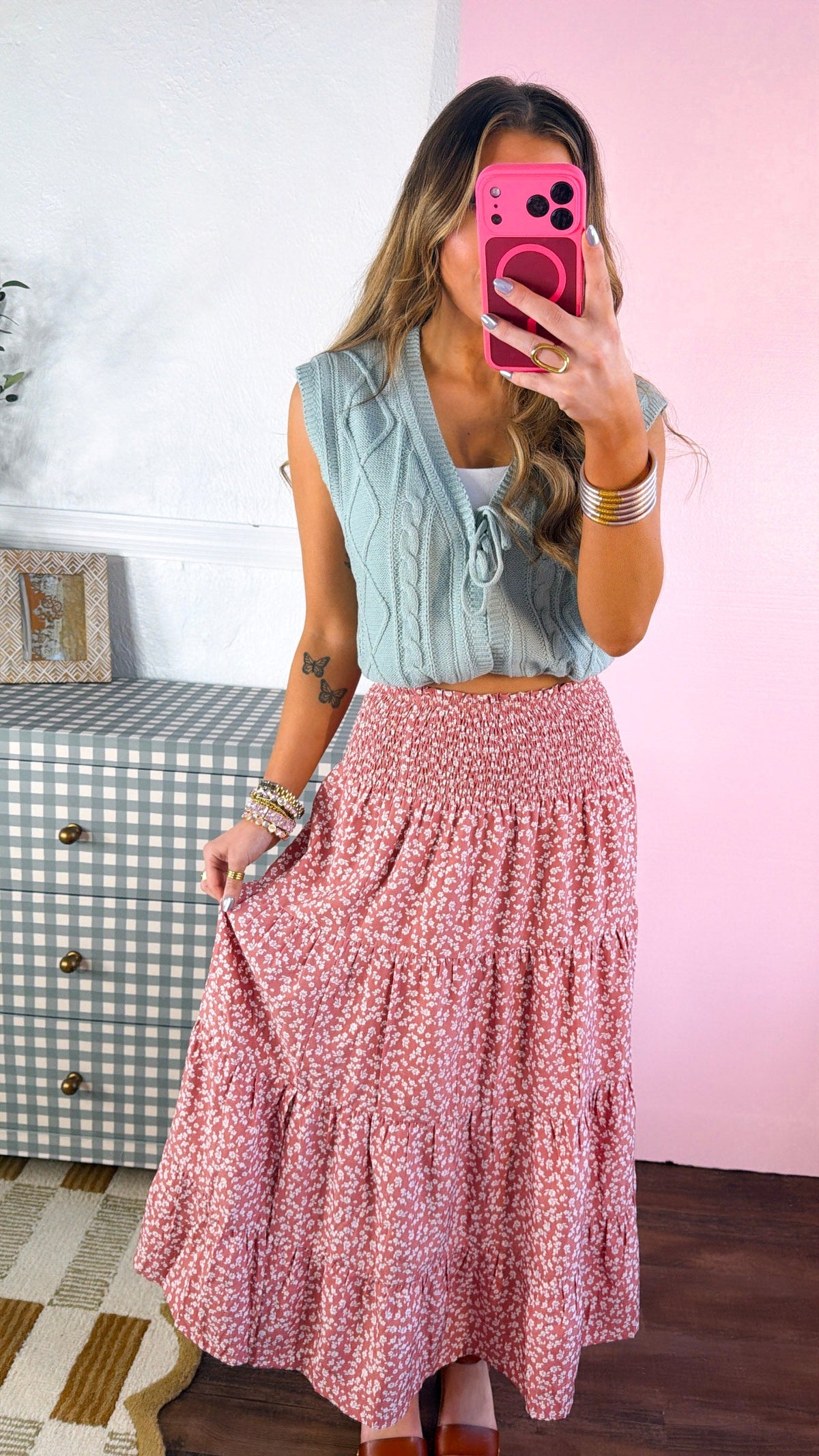 Lillian Cable Knit Sweater Vest, Dk.Sage